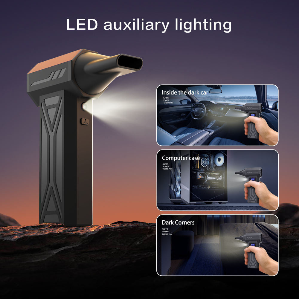 VEYORA Living Rechargeable Air Duster with Digital Display, LED Light & Multi-Nozzle Kit